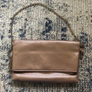 Rose Gold Vegan Leather Crossbody Clutch.